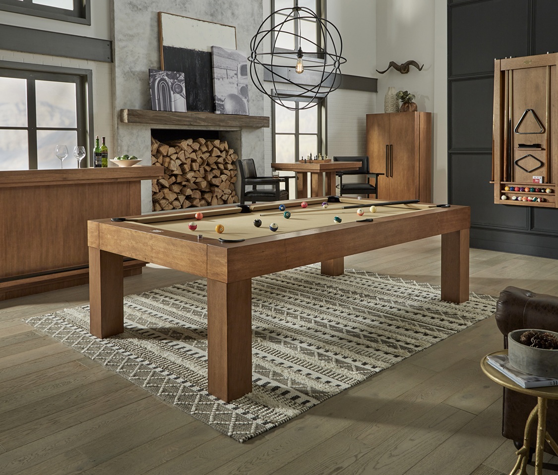 American Heritage Alta pool table with premium accessories and a new felt by SOLO® Pool Tables.