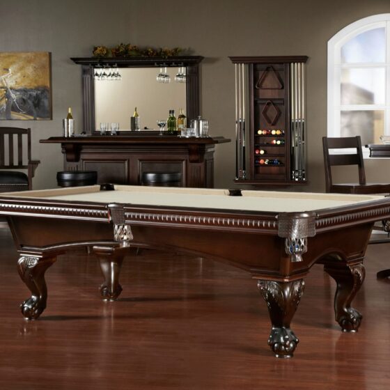 American Heritage Marietta pool table with premium accessories and a new felt by SOLO® Pool Tables.