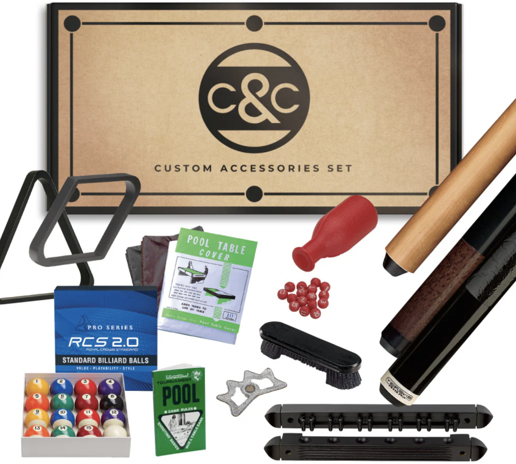Cue & Case "O" Gold play kit for sale by SOLO® Pool Tables.