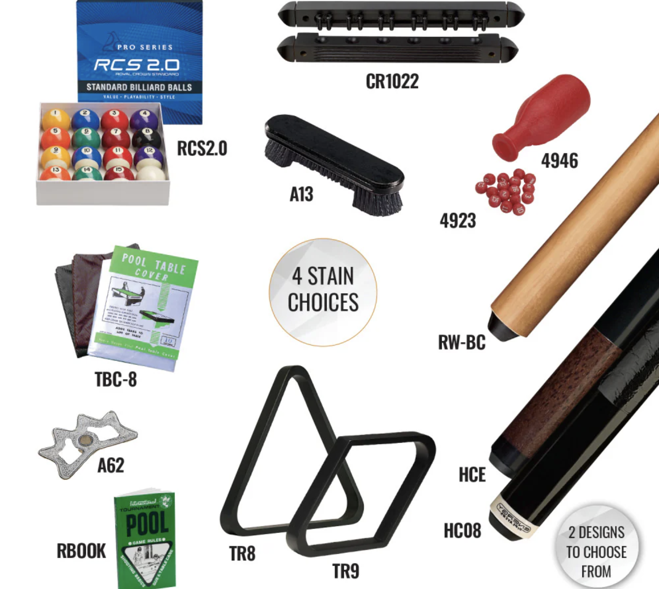 Cue & Case "O" Gold play kit for sale by SOLO® Pool Tables.