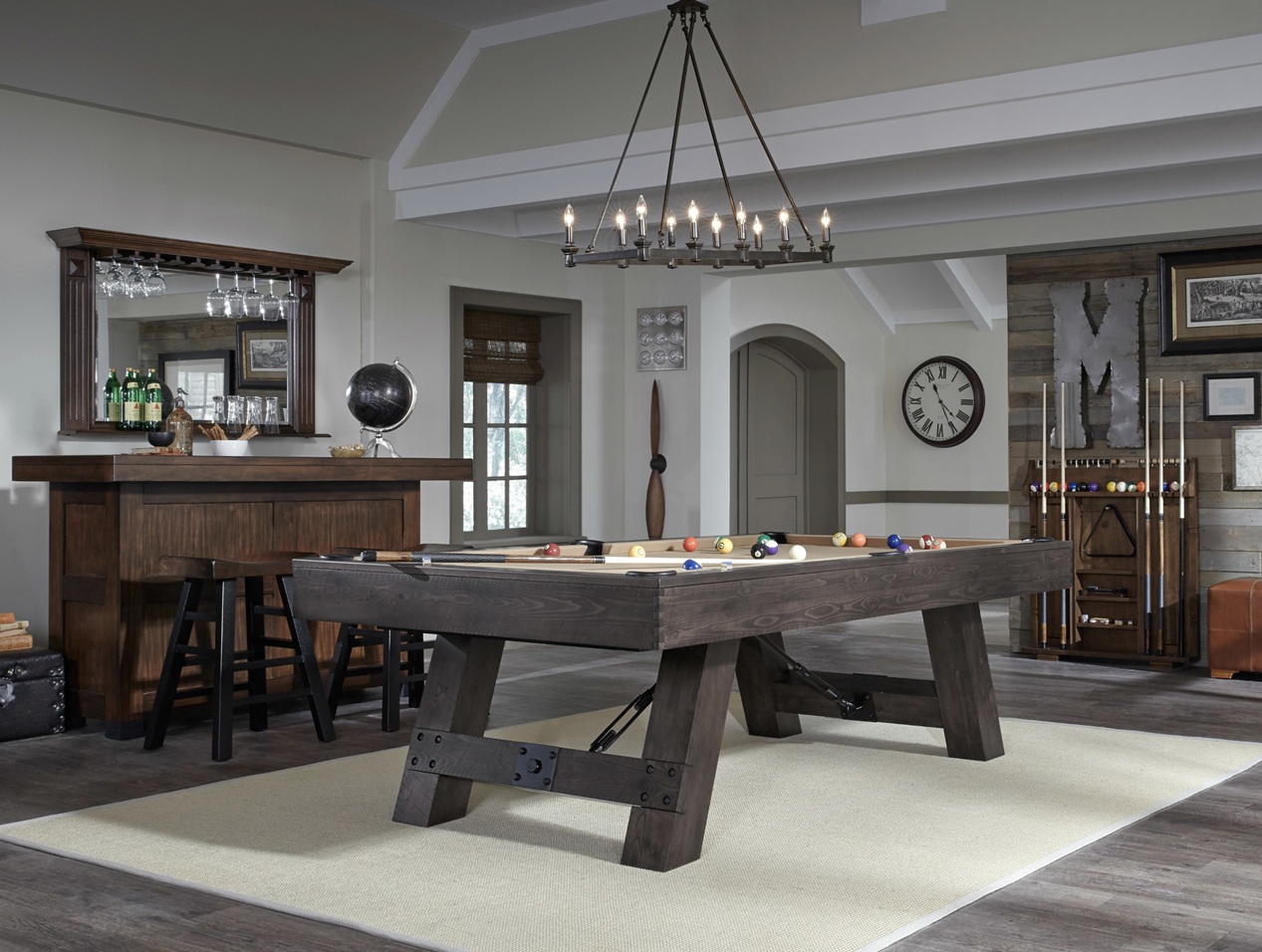 American Heritage Savannah pool table with premium accessories and a new felt by SOLO® Pool Tables.
